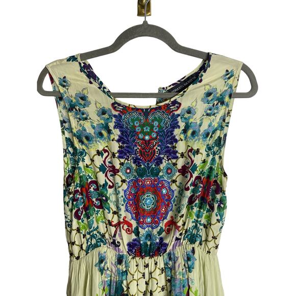 Anthro Hemant & Nandita Embroidered Canaria Maxi Boho Silk Floral Sleeveless XS - Picture 6 of 13